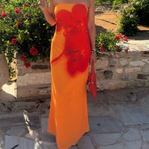 Meshki Vibrant Orange and Red Maxi Dress